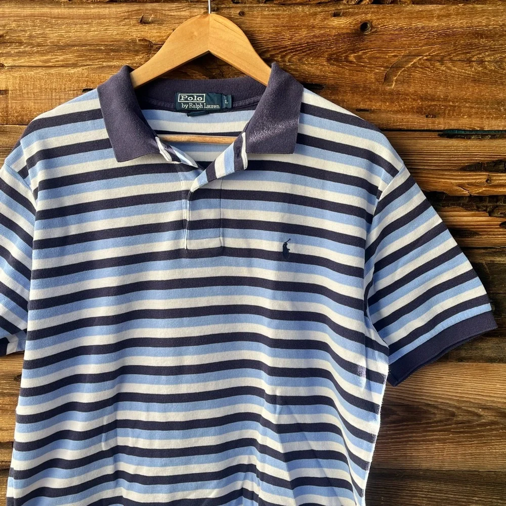POLO BY RALPH LAUREN | Navy and White Striped Polo L